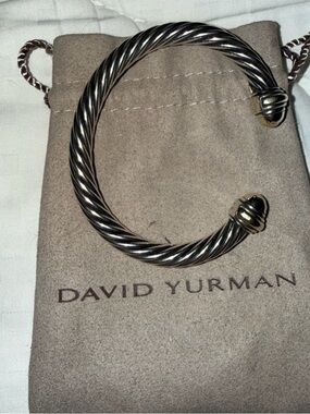 Authentic David Yurman Cable Cuff Bracelet – Sterling Silver & 14K Gold